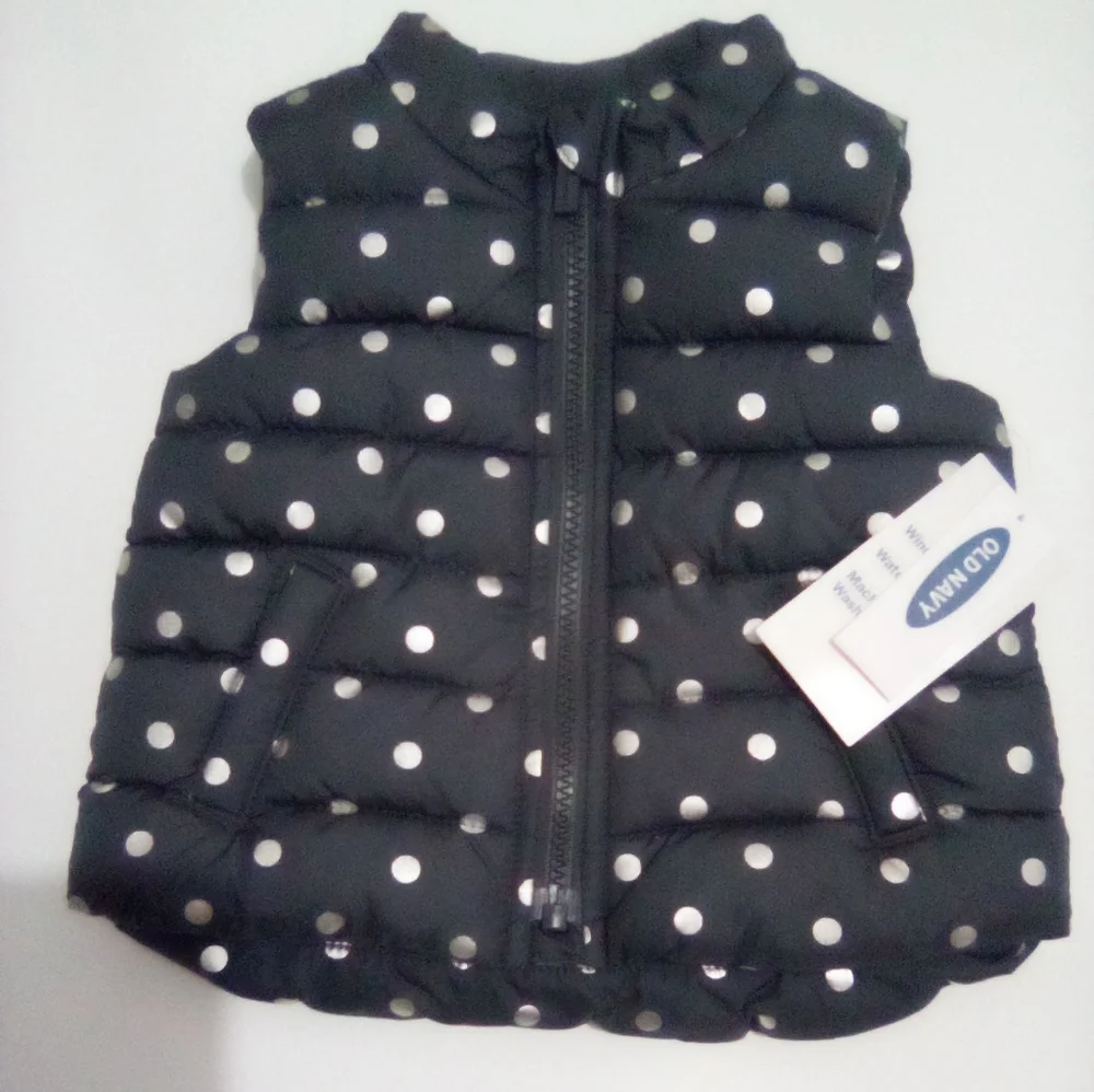Old Navy Kids Polka Dot Puff Vest Jacket Size 6-12 M Outdoor